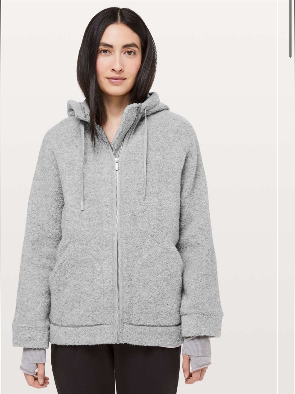 Lululemon So Sherpa Hooded Jacket Heathered Silver Spoon Grey Wool Blend 10-12